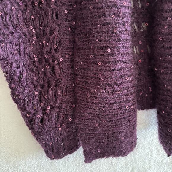 Vtg Y2K Express Sweater Shrug Bolero Size XS Purple Sequins Whimsigoth Fairy - Picture 7 of 9